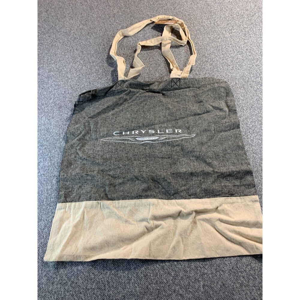 Chrysler Tote Bag Gray Beige Cotton Travel For The Planet Top Double Handle